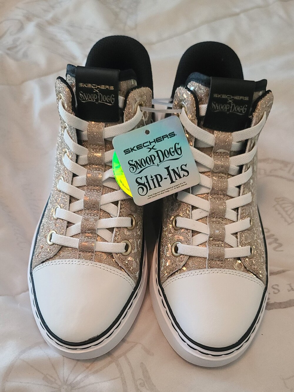 Skechers Snoop Dogg Gold Glitter Slip-In Shoes Size 6.5 Brand New With Tags